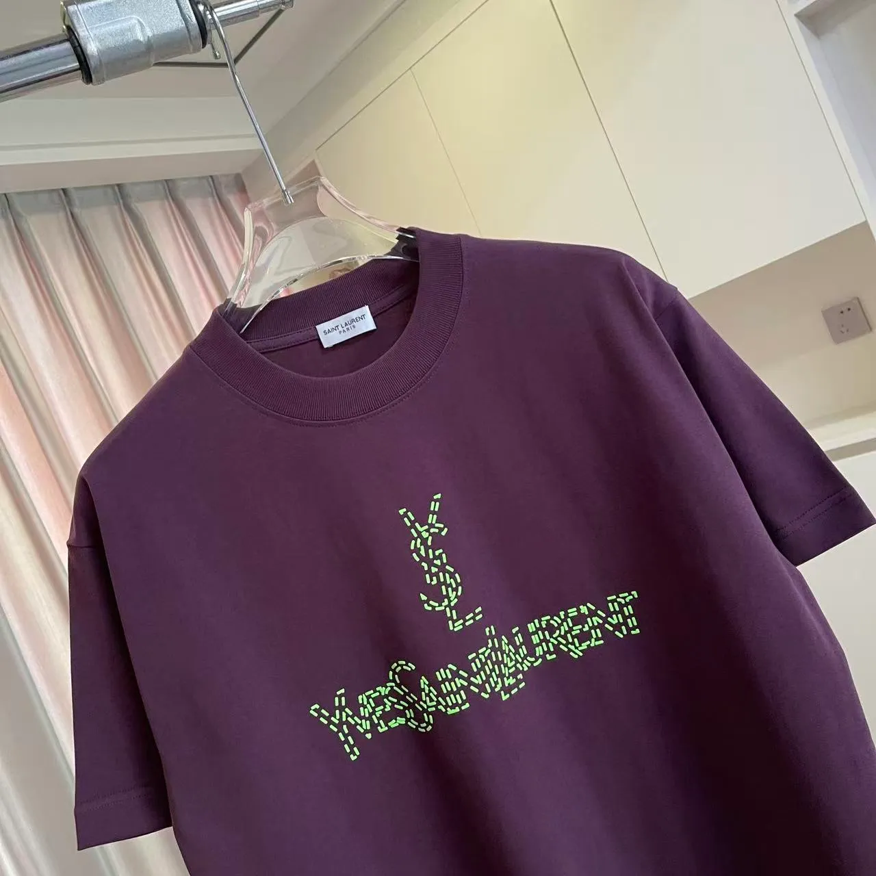 YSL* 2026 New Arrival logo 300g t Same Style Size：S M L XL XXL ：Black White Green Purple